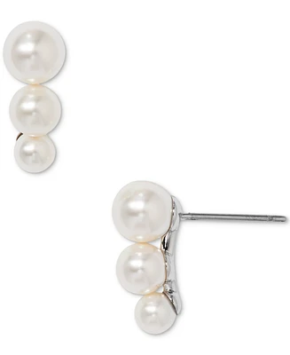 Eliot Danori Silver-Tone Imitation Pearl Maisie Graduated Stud Earrings, Exclusively at Macy's