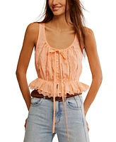 Free People Women's Alana Lace-Trim Cotton Sleeveless Top