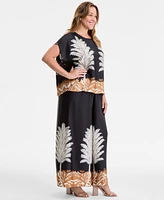 Vince Camuto Plus Printed Pull-On Wide-Leg Pants