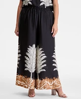 Vince Camuto Plus Printed Pull-On Wide-Leg Pants