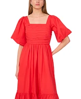 CeCe Women's Square-Neck Puff-Sleeve Tie-Back Maxi Dress