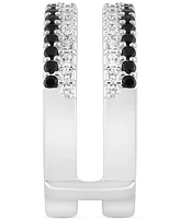 Black & White Diamond Guard Ring (1 ct. t.w.) in 14k White Gold