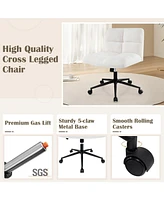 Cross Legged Chair with Wheels with Padded Seat Adjustable Height for Bedroom Study