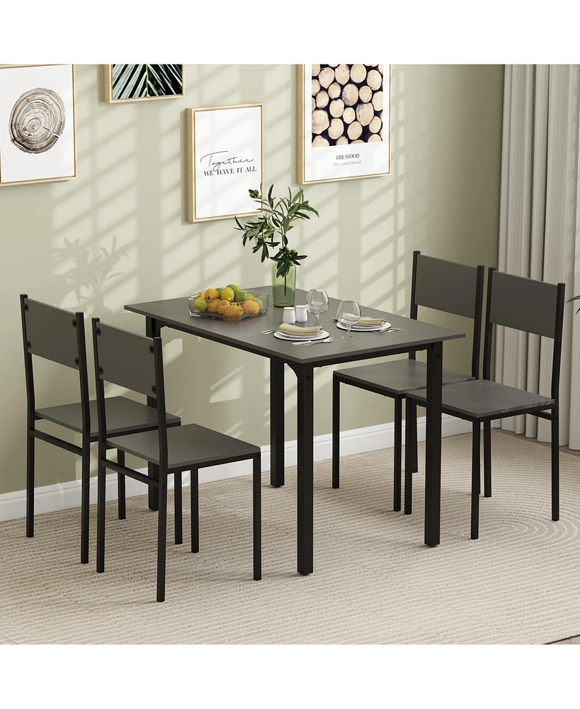 Industrial 5-Piece Dining Set – Rustic Table and 4 Chairs for Kitchen or Dining Room