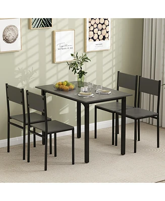 Industrial 5-Piece Dining Set – Rustic Table and 4 Chairs for Kitchen or Dining Room