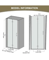 Zachvo Pivot Frameless Shower Door with Clear Glass for Bathroom