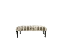 Modern Upholstered Bench with Black Legs and Striped Fabric for Home Decor