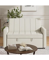 Duncan Modern Channel Tufted Upholstered Sleeper Sofa With Built-In Usb Port