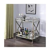 Multi-Function Metal Serving Cart – Rolling Bar Cart with Ample Storage