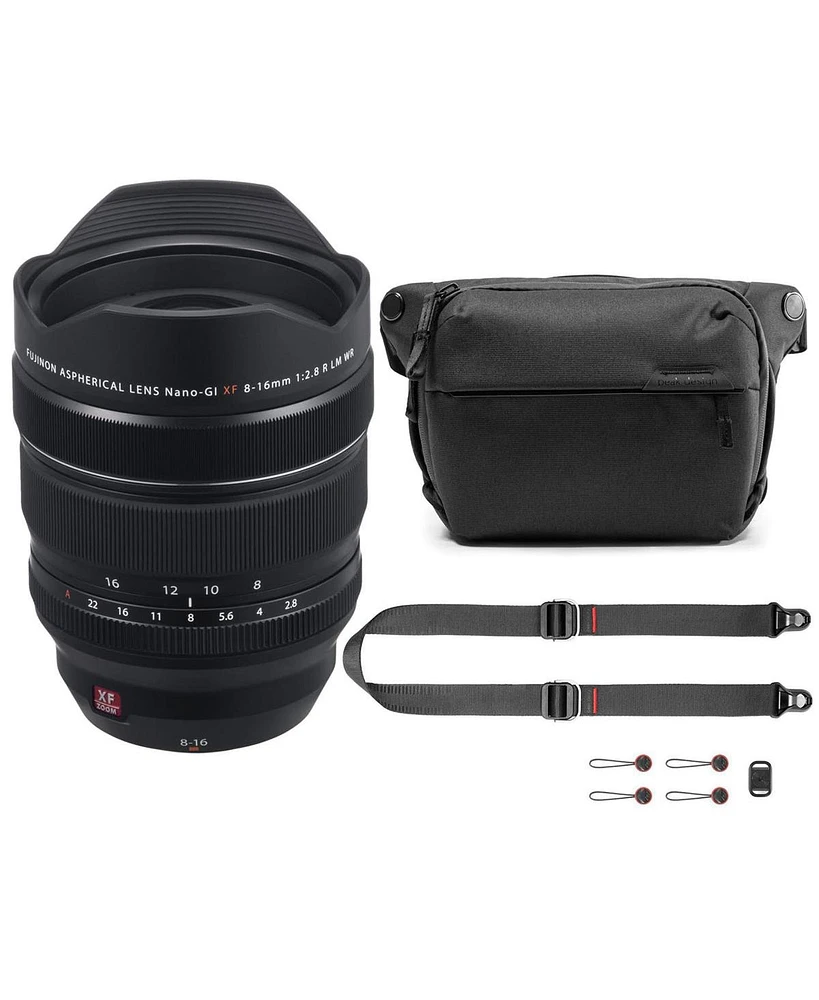 Fujifilm Xf 8-16mm f/2.8 R Lm Wr Lens, Bundle with Peak Design 6L Everyday Sling V2, SlideLITE Strap