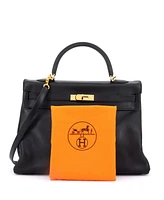 Pre-Owned Hermes Kelly 35 Handbag Black Gulliver with Gold Hardware