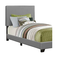 Solid Wood Twin Upholstered Faux Leather Bed Frame