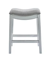 Upholstered And Solid Wood Backless Bar Height Bar Chair