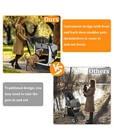 Bingopaw 4 Wheel Medium-Large Dog Stroller With 3 Zipper Doors
