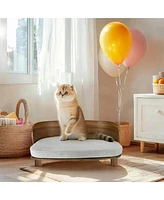 Bingopaw Wooden Elevated Cat&Dog Bed Stool With Pad for Indoor Pets