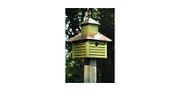 Birdhouse with Bright Copper Roof and Rooster Top for Garden Decor