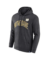 Fanatics Men's Heather Charcoal Notre Dame Fighting Irish Iconic Fleece Full-Zip Hoodie