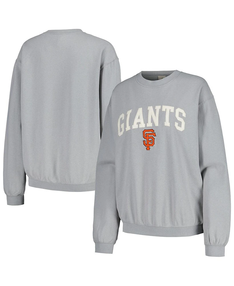 Soft As A Grape Women's Gray San Francisco Giants Pigment Dye Pullover Sweatshirt