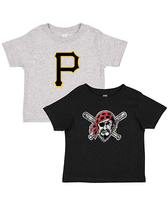 Soft As A Grape Toddler 2-Pack Black/Heather Gray Pittsburgh Pirates Cooperstown Collection T-Shirt Set