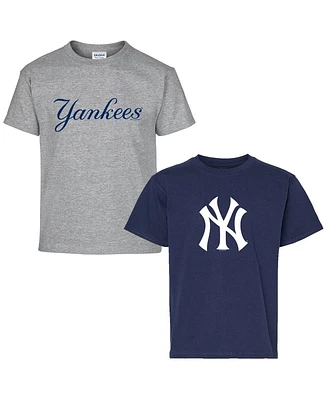Soft As A Grape Big Boys and Girls 2-Pack Navy/Gray New York Yankees T-Shirt Set