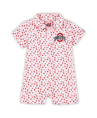 Garb Baby Boys and Girls White Ohio State Buckeyes Earnest Polo Romper