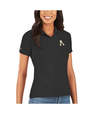 Antigua Women's Black Appalachian State Mountaineers Legacy Pique Polo Shirt