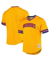 Mitchell & Ness Men's Gold San Francisco Warriors Hardwood Classics 75th Anniversary Mesh V-Neck T-Shirt