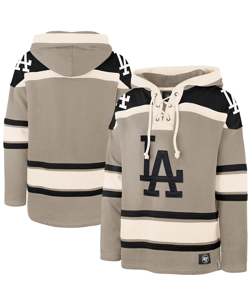 '47 Brand Men's Khaki Los Angeles Dodgers Superior Lacer Pullover Hoodie