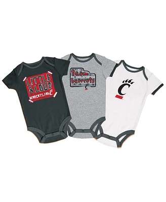 Champion Baby Boys and Girls Black/Gray/White Cincinnati Bearcats Bodysuit Set 3-Pack
