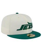 New Era Men's White/Green York Jets Main 59FIFTY Fitted Hat