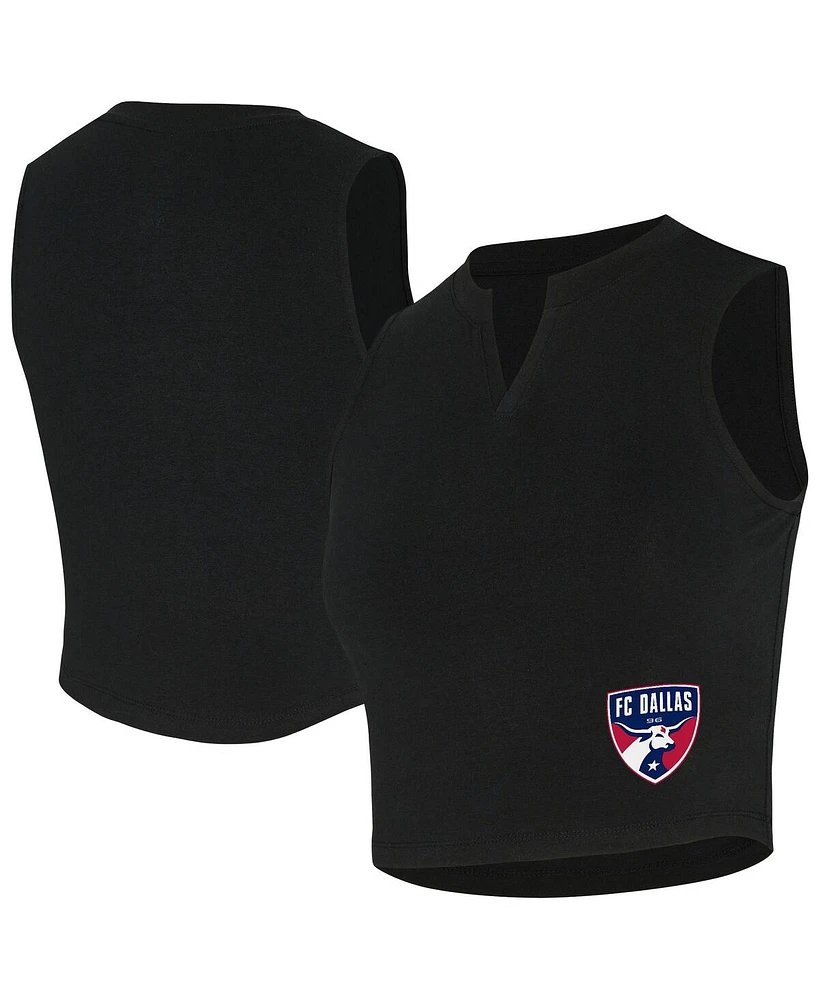 Concepts Sport Women's Black Fc Dallas Market Cropped Tri-Blend Tank Top