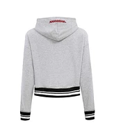 Pro Standard Women's Heather Gray Arkansas Razorbacks Script Tail Fleece Cropped Pullover Hoodie