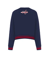 Pro Standard Women's Navy Washington Capitals Area Code Cropped Pullover Sweatshirt