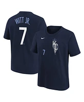 Nike Big Boys and Girls Bobby Witt Jr. Navy Kansas City Royals Fuse Connect Name Number T-Shirt