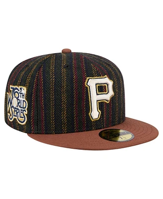 New Era Men's Brown Pittsburgh Pirates Vintage Herringbone 59FIFTY Fitted Hat