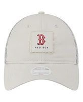 New Era Women's Light Beige Boston Red Sox Square Stitch 9TWENTY Adjustable Hat