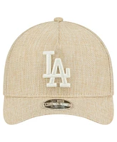New Era Men's Beige Los Angeles Dodgers Cotton Weave M-Crown A-Frame 9FORTY Adjustable Hat