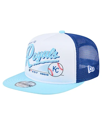 New Era Men's White/Light Blue Kansas City Royals Retro Script Trucker 9FIFTY Snapback Hat