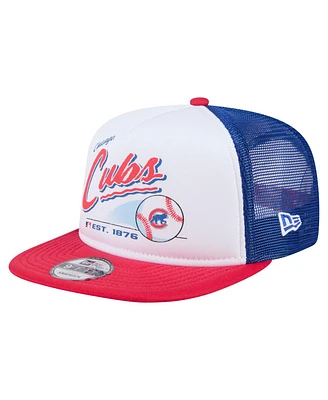 New Era Men's White/Red Chicago Cubs Retro Script Trucker 9FIFTY Snapback Hat