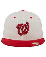 New Era Men's Cream/Red Washington Nationals Two-Tone Corduroy 59FIFTY Fitted Hat