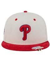 New Era Men's Cream/Red Philadelphia Phillies Two-Tone Corduroy 59FIFTY Fitted Hat