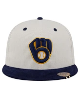 New Era Men's Cream/Navy Milwaukee Brewers Two-Tone Corduroy 59FIFTY Fitted Hat