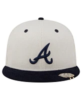 New Era Men's Cream/Navy Atlanta Braves Two-Tone Corduroy 59FIFTY Fitted Hat