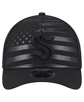 New Era Men's Black Seattle Kraken Game Day Stealth Flag 9FORTY A-Frame Adjustable Hat