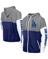 New Era Men's Royal/Gray Los Angeles Dodgers Color Block Full-Zip Hoodie Windbreaker Jacket