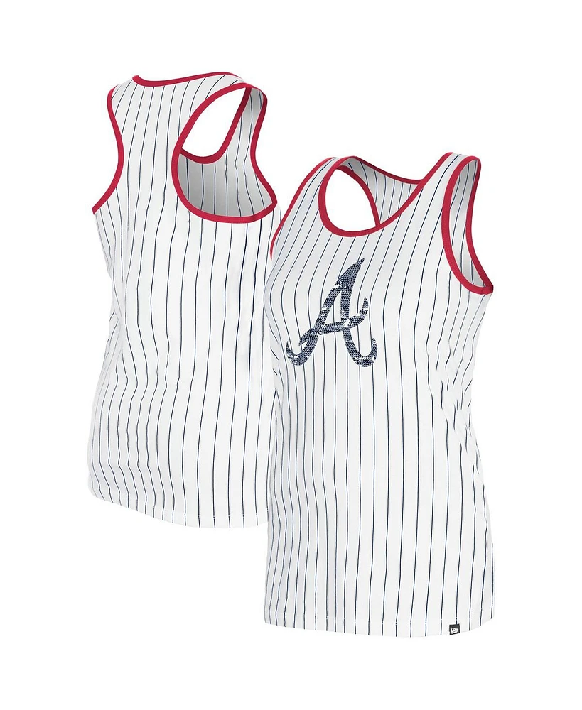 New Era Women's White Atlanta Braves Gameday Pinstripe Tank Top