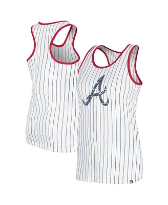 New Era Women's White Atlanta Braves Gameday Pinstripe Tank Top