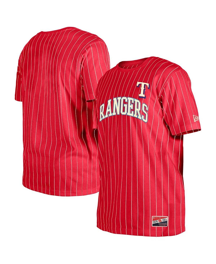 New Era Men's Red Texas Rangers Throwback Pinstripe T-Shirt
