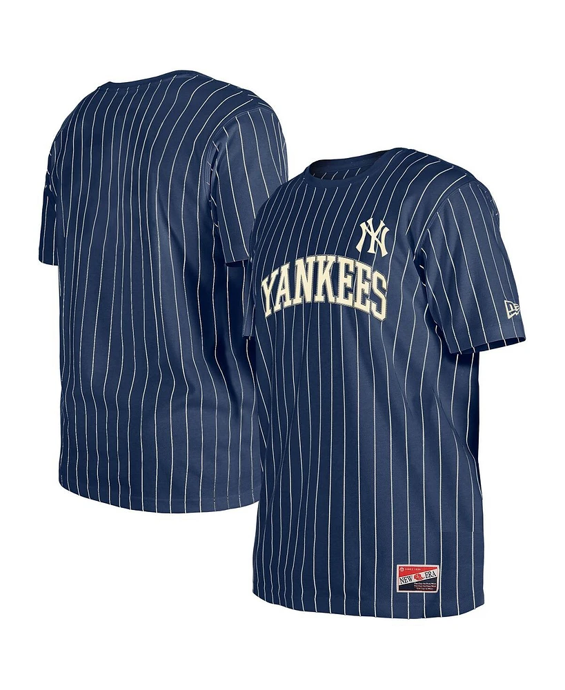New Era Men's Navy York Yankees Throwback Pinstripe T-Shirt