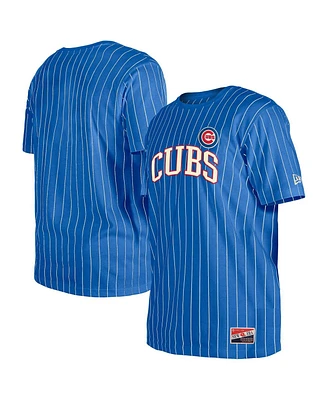 New Era Men's Royal Chicago Cubs Throwback Pinstripe T-Shirt